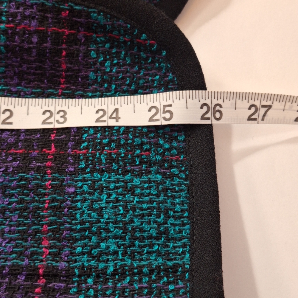 NWT Vintage 80s Jewel Tone Plaid Blazer Wool Blend Fitted USA Union Made Size 10 - Picture 14 of 15